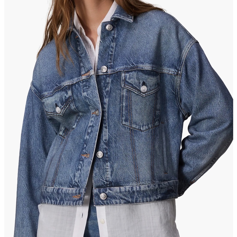 Rag & Bone Miramar Printed Denim Cotton Terry Trucker Jacket